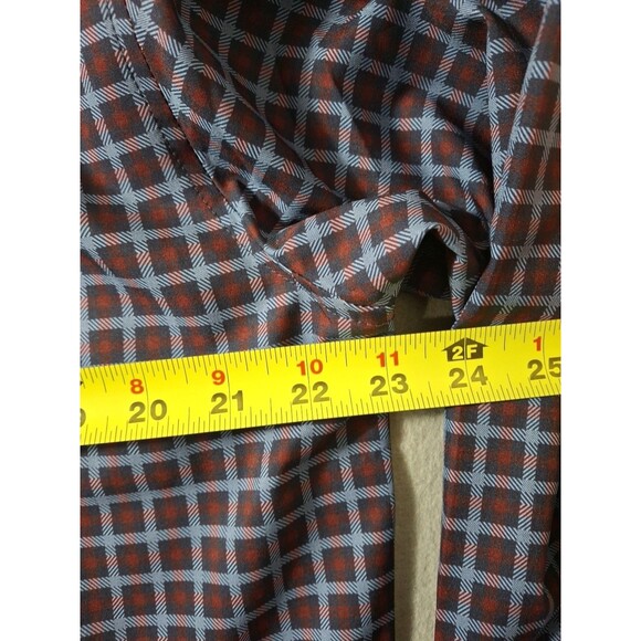 Society of Threads Dress Shirt Mens Large Blue Check No Iron 4 Way Stretch Slim - Picture 8 of 8